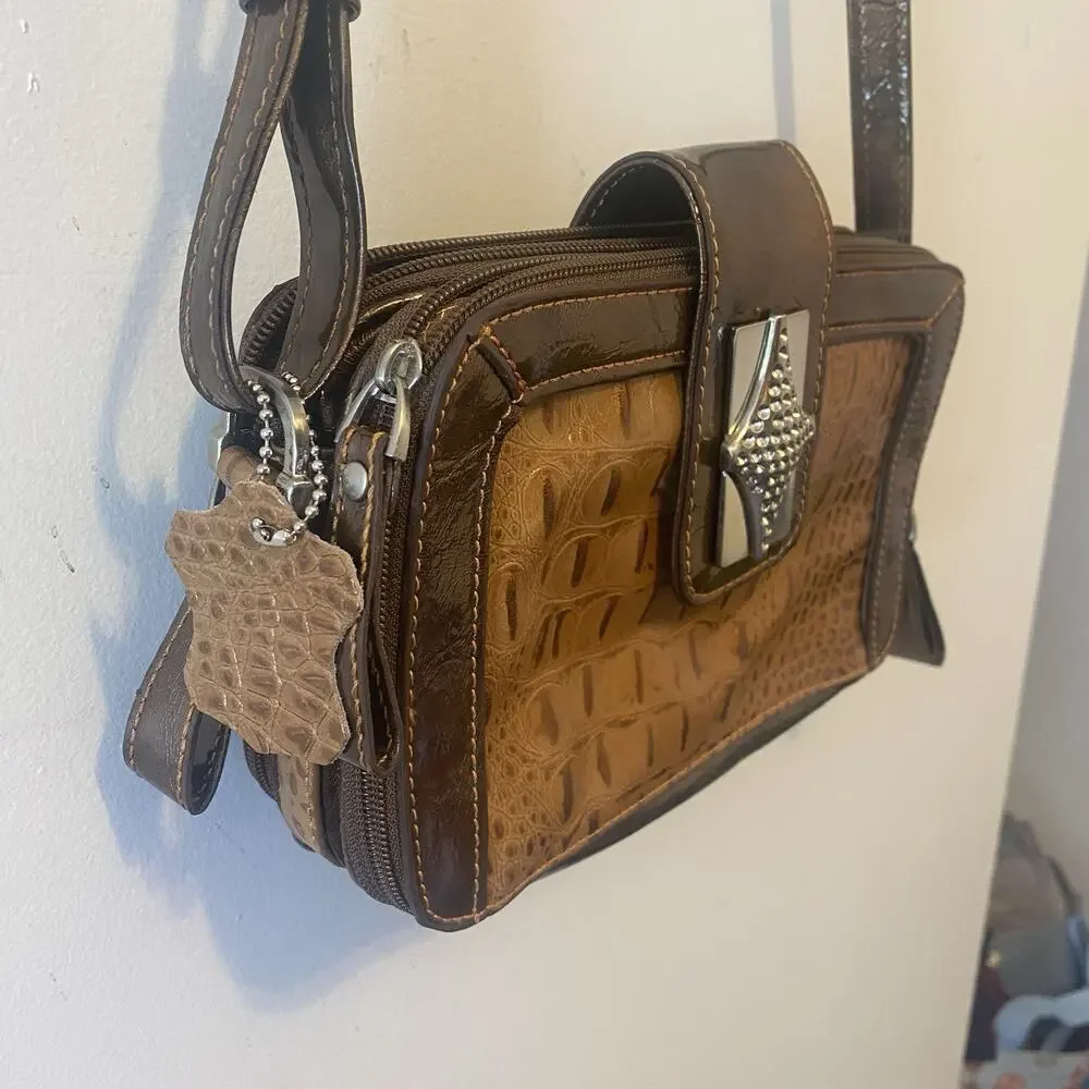 90s Bag Hippie Boho Crossbody Fairycore Y2K Vintage Purse Crock Embossed Western
